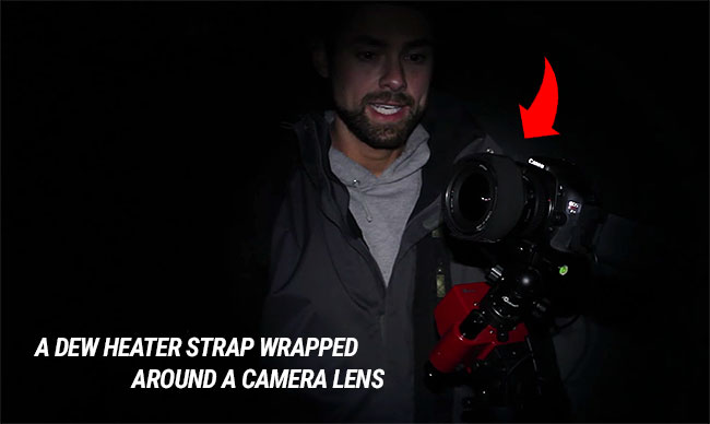 Dew Heater strap on a Camera Lens
