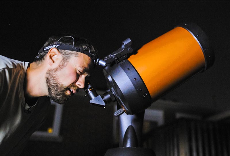 observing through the eyepiece