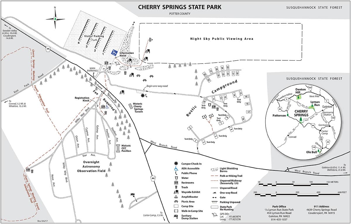 Cherry Springs Star Party Map