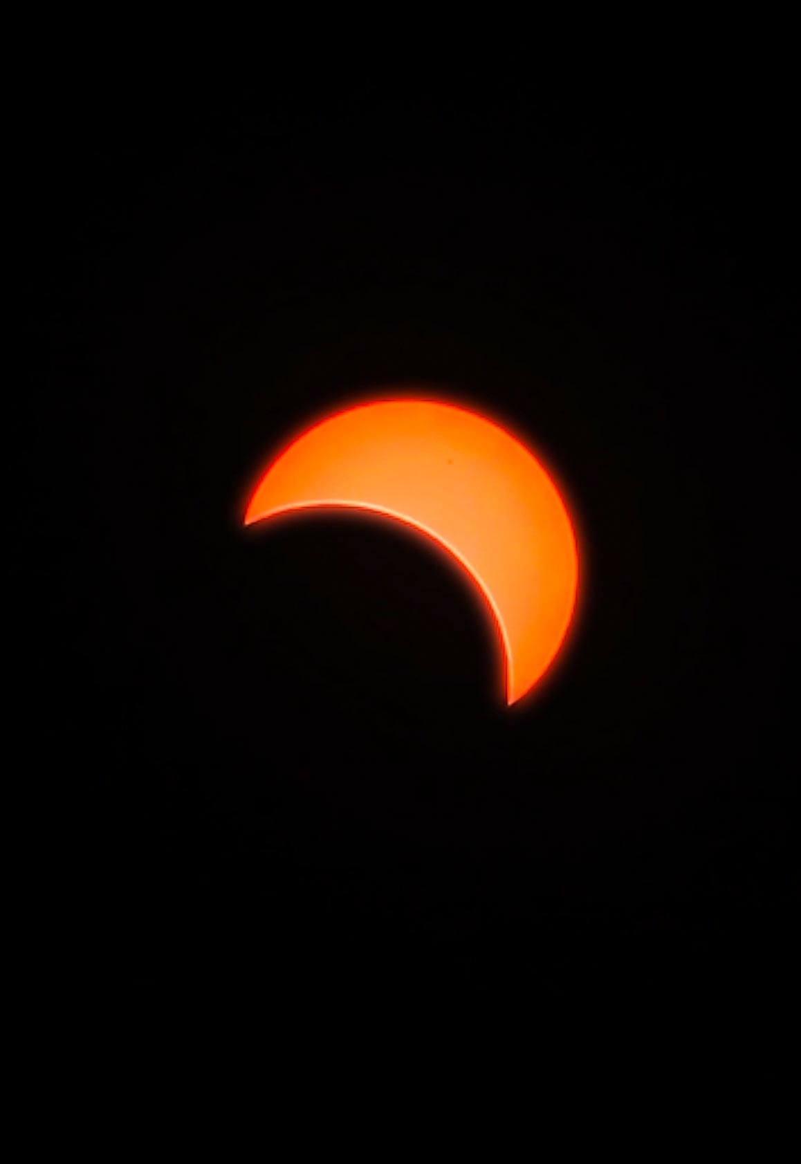 The partial stage of a solar eclipse