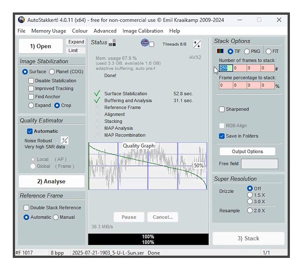 stacking settings in autostakkert
