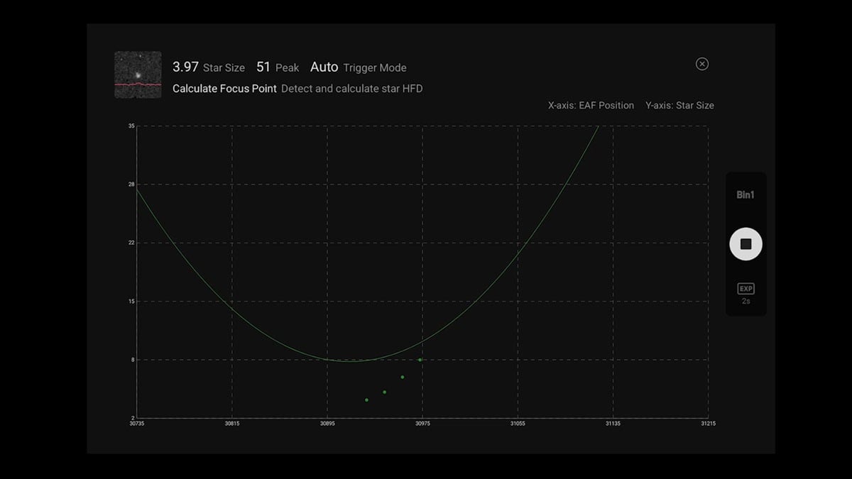 autofocus routine v-curve graph