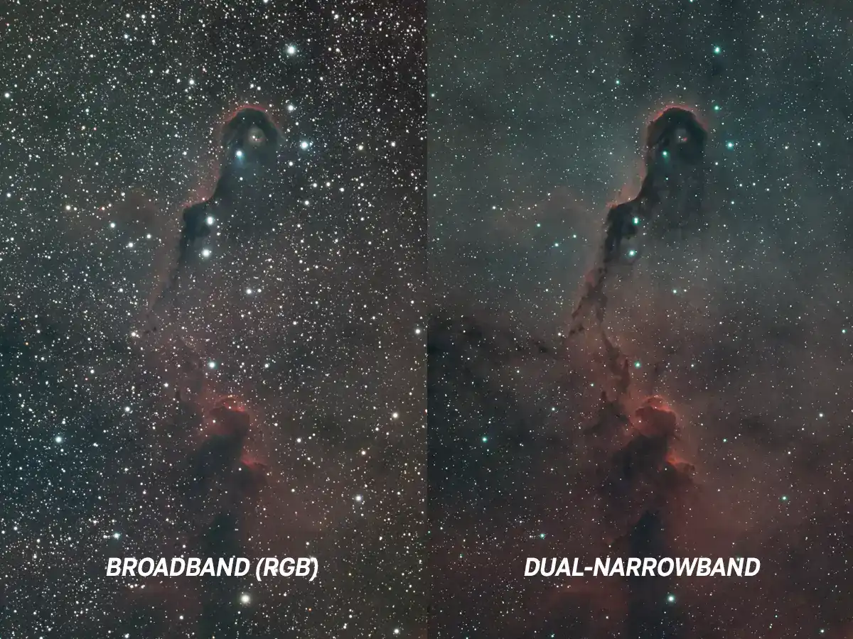 broadband RGB filter vs. dual narrowband filter