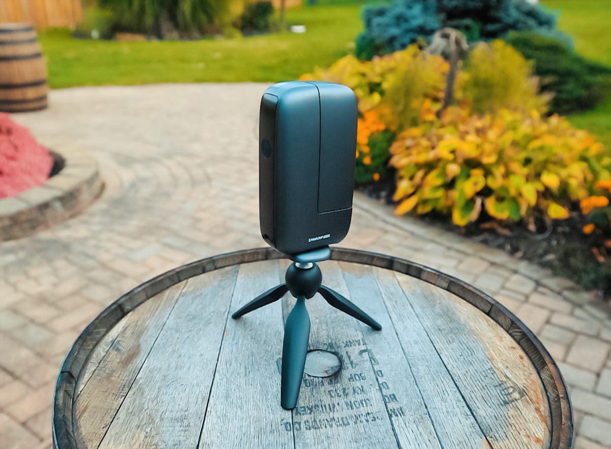 The DWARF mini smart telescope on a small tripod