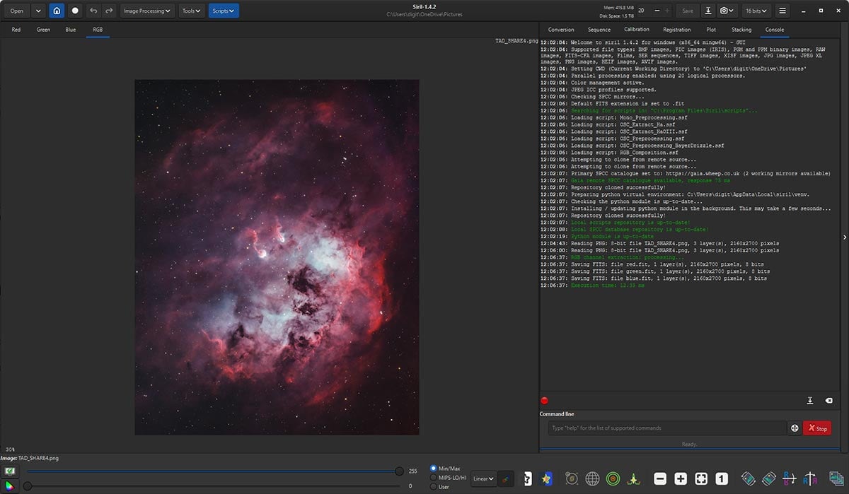 Using Siril for astrophotography image processing