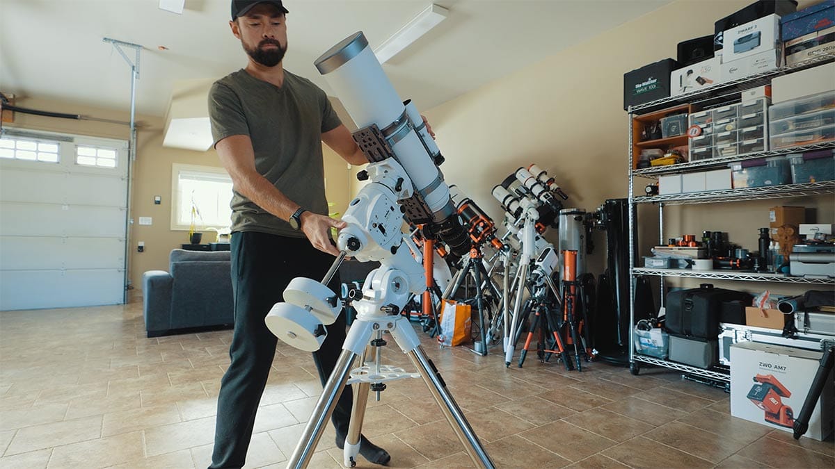 a traditional equatorial telescope mount