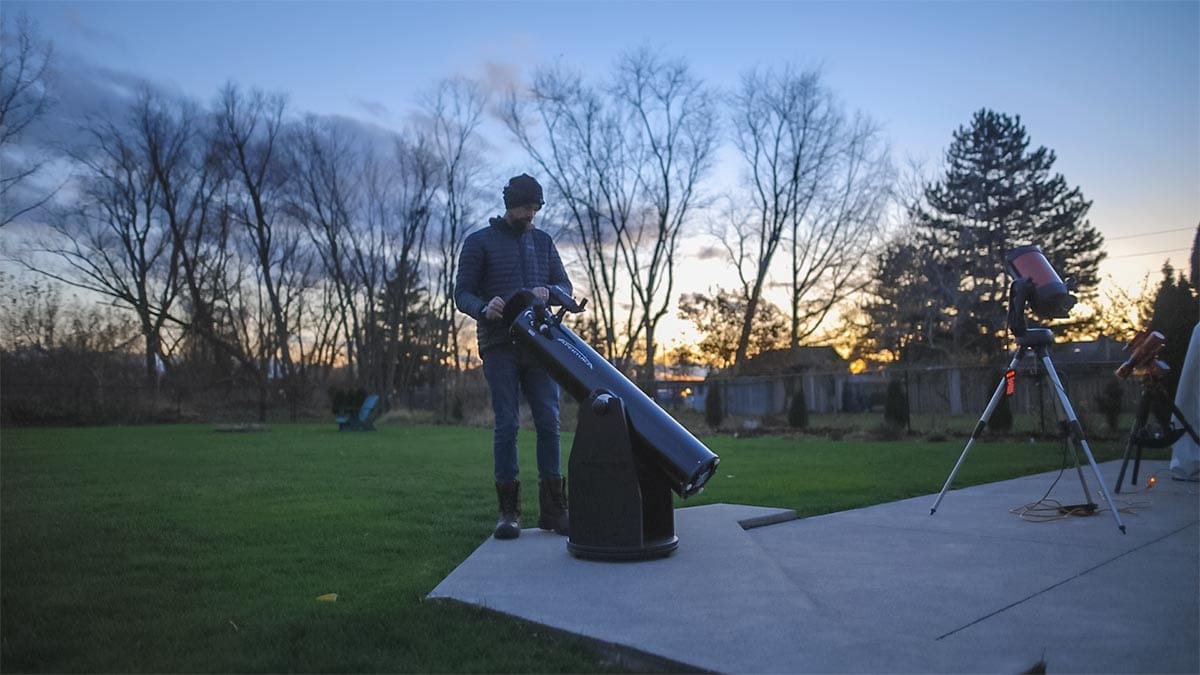 Setting up my telescope in the backyard
