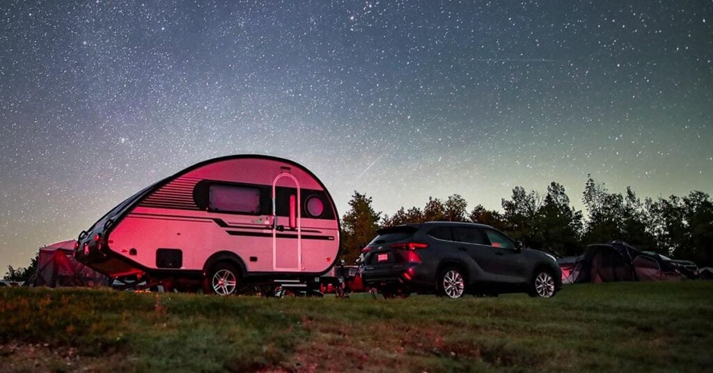 camping under a dark sky