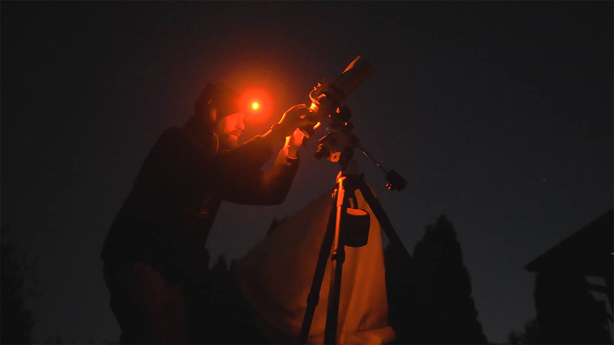 astrophotography rig at night