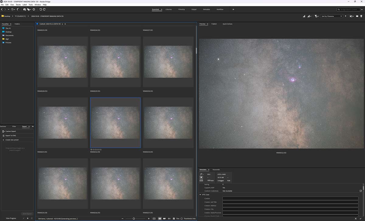 Milky Way Image Data