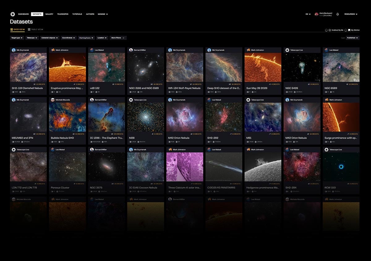 Telescope Live Datasets
